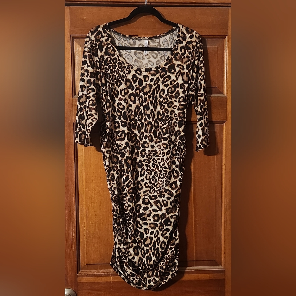 Piphany Leopard print Bodycon dress with ruching on sides.